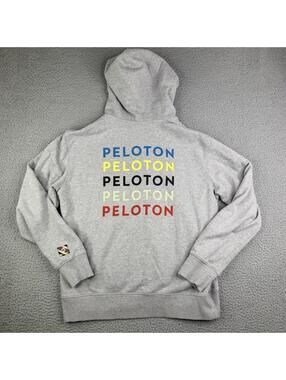 Peloton Hoodie Mens Large Full Zip Gray Fleece Cotton Workout Exercise Jogging